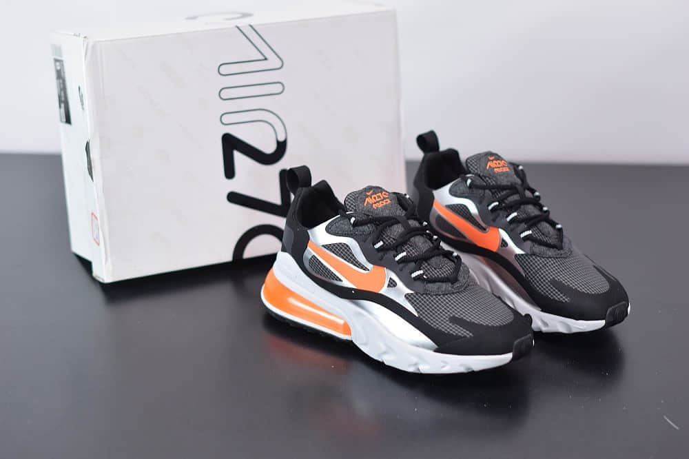 耐克Nike Air Max 270 React黑橙色气垫运动鞋纯原版本 货号:CQ4598-084