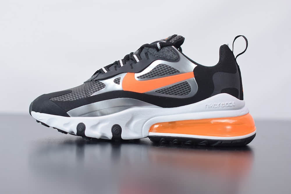 耐克Nike Air Max 270 React黑橙色气垫运动鞋纯原版本 货号:CQ4598-084