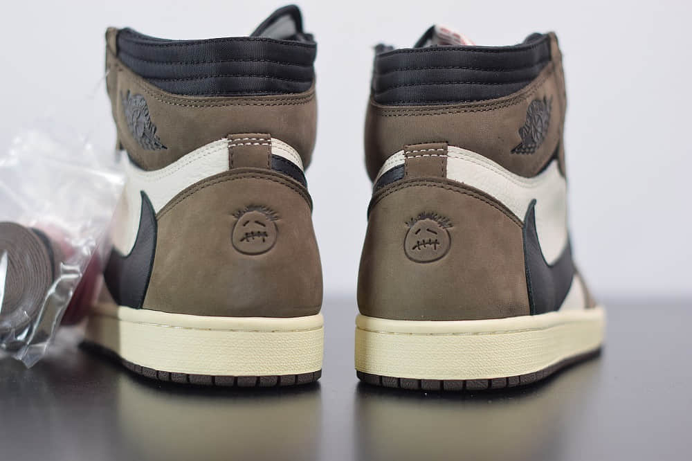 乔丹Air Jordan aj1 AJ1联名TS倒钩深棕鬼脸板鞋纯原版本 货号:CD4487-100