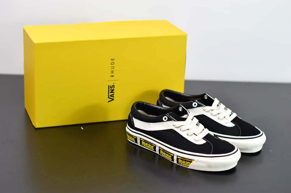万斯Vans x Rhude Bold Ni 联名款加州车牌串标黑黄配色复古滑板鞋纯原版本 货号:VN0A3WLPTHF