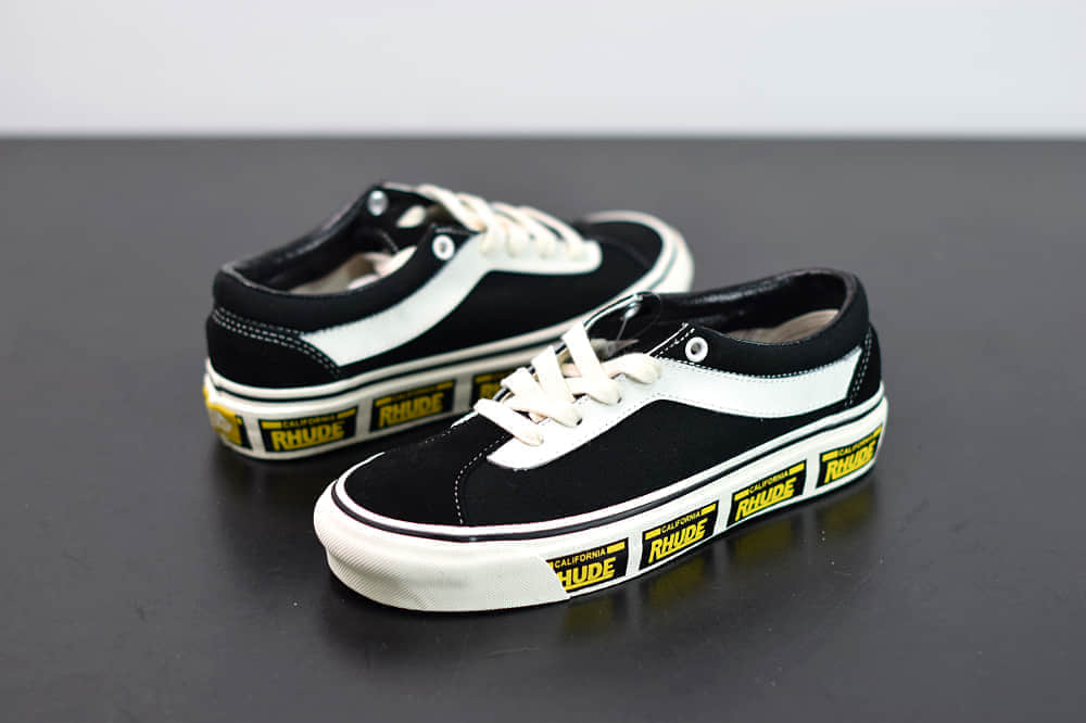 万斯Vans x Rhude Bold Ni 联名款加州车牌串标黑黄配色复古滑板鞋纯原版本 货号:VN0A3WLPTHF