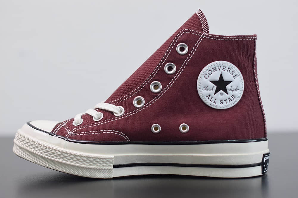 匡威converse all star1970S三星标高帮酒红色硫化帆布鞋纯原版本 货号:162051C