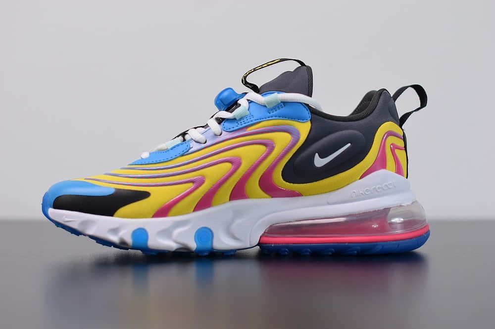 耐克Nike Air Max 270 React ENG黄蓝色气垫运动鞋纯原版本 货号:CD0113-400