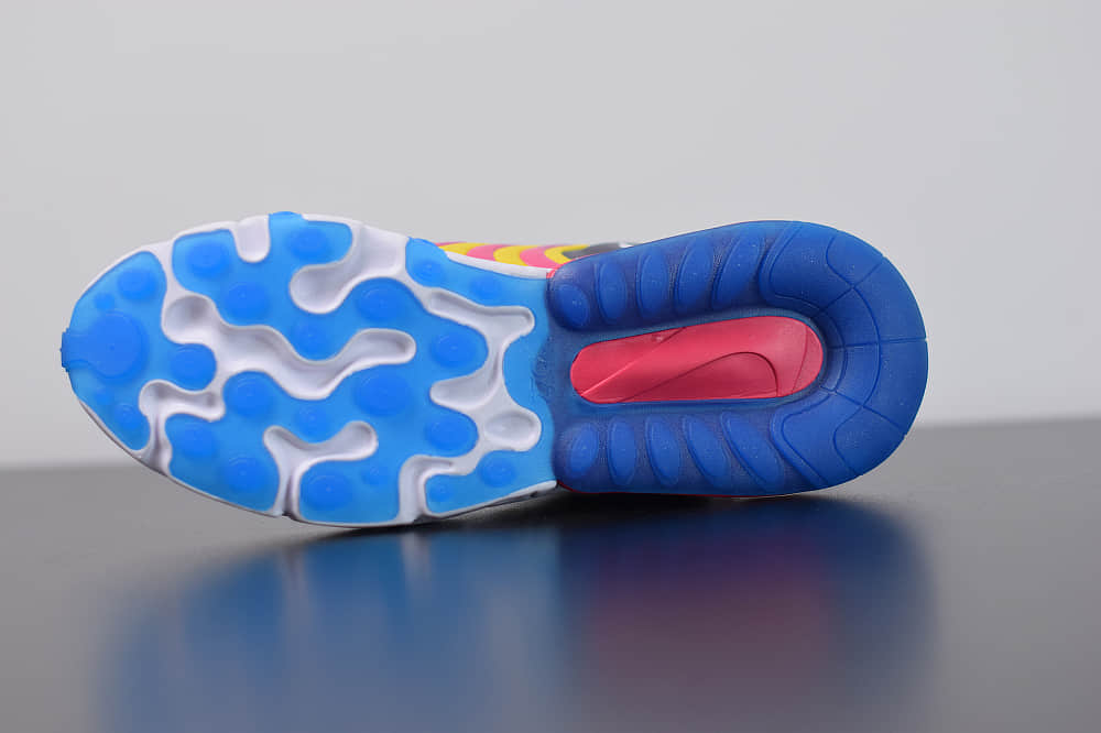 耐克Nike Air Max 270 React ENG黄蓝色气垫运动鞋纯原版本 货号:CD0113-400