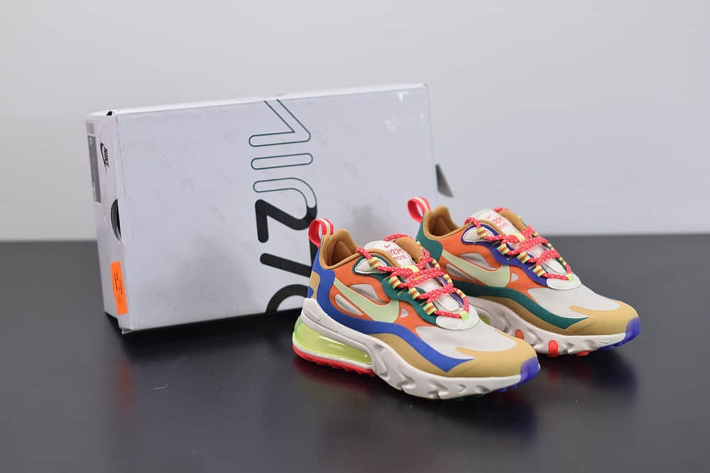 耐克Nike Air Max 270 React彩虹气垫运动鞋纯原版本 货号:CQ4805-071