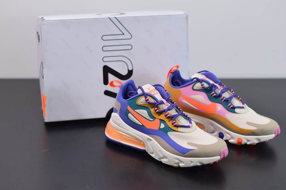 耐克Nike Air Max 270 React蓝橙色气垫运动鞋纯原版本 货号：CU3014-181