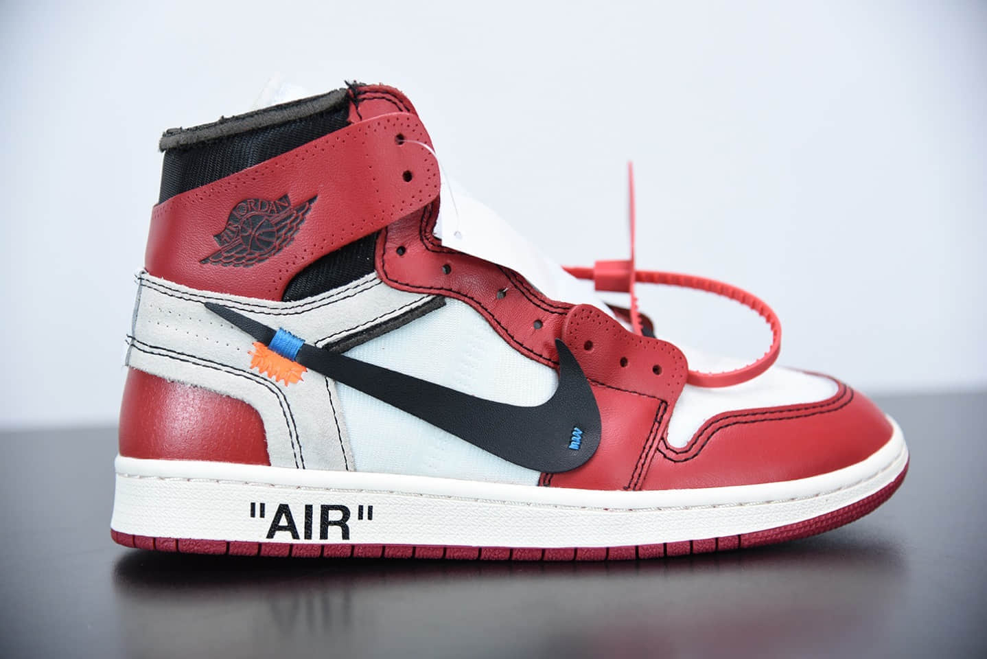 乔丹OFF WHITE x AIR JORDAN AJ1 10X OW白红芝加哥1.0联名款纯原版本 货号：AA3834-101