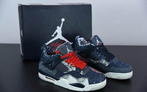 乔丹Air Jordan 4 Retro SE “Sashiko” 刺子绣蓝白牛仔男子文化篮球鞋纯原版本 货号：CW0898-400