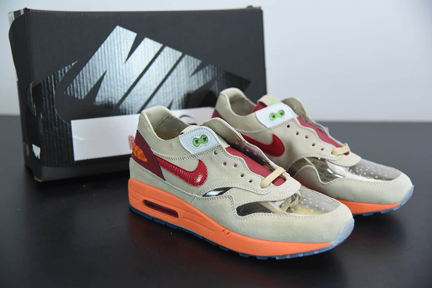 耐克CLOT x Nk Air Max 1 “Kiss of Death”“死亡之吻初代复古气垫百搭休闲运动慢跑鞋纯原版本 货号：DD1870-100