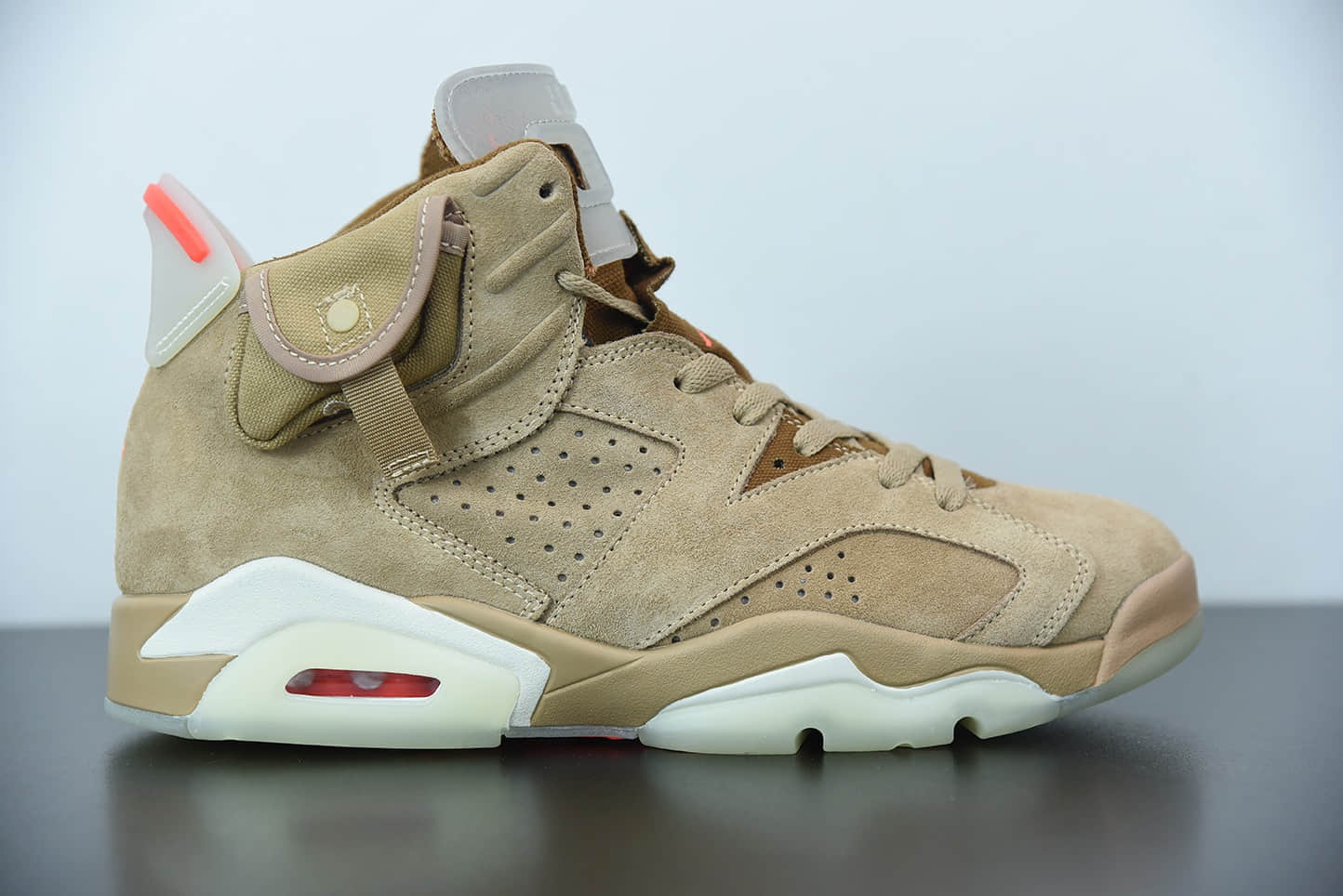 乔丹Travis Scott Air Jordan 6 British Khaki 小麦色口袋TS联名款高帮篮球鞋纯原版本 货号：DH0690-200