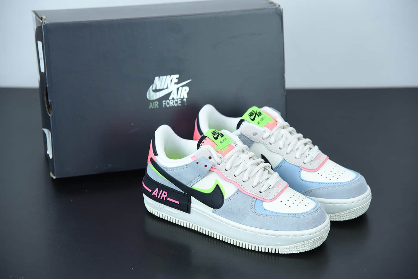 耐克 Nike Air Force 1 Shadow 蓝粉绿解构系列空军一号马卡龙低帮运动休闲板鞋纯原版本 货号：CU8591-101