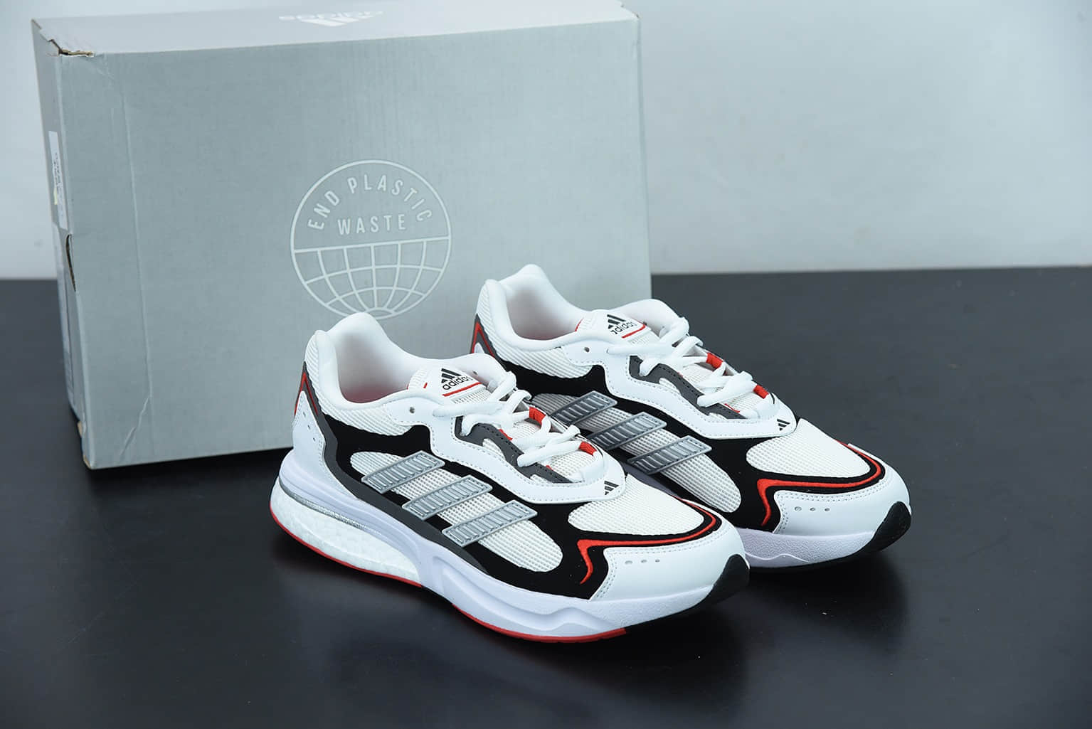 阿迪达斯Adidas Supernova SN1997 Boost 白黑红网面透气爆米花缓震跑鞋纯原版本 货号:GY0409