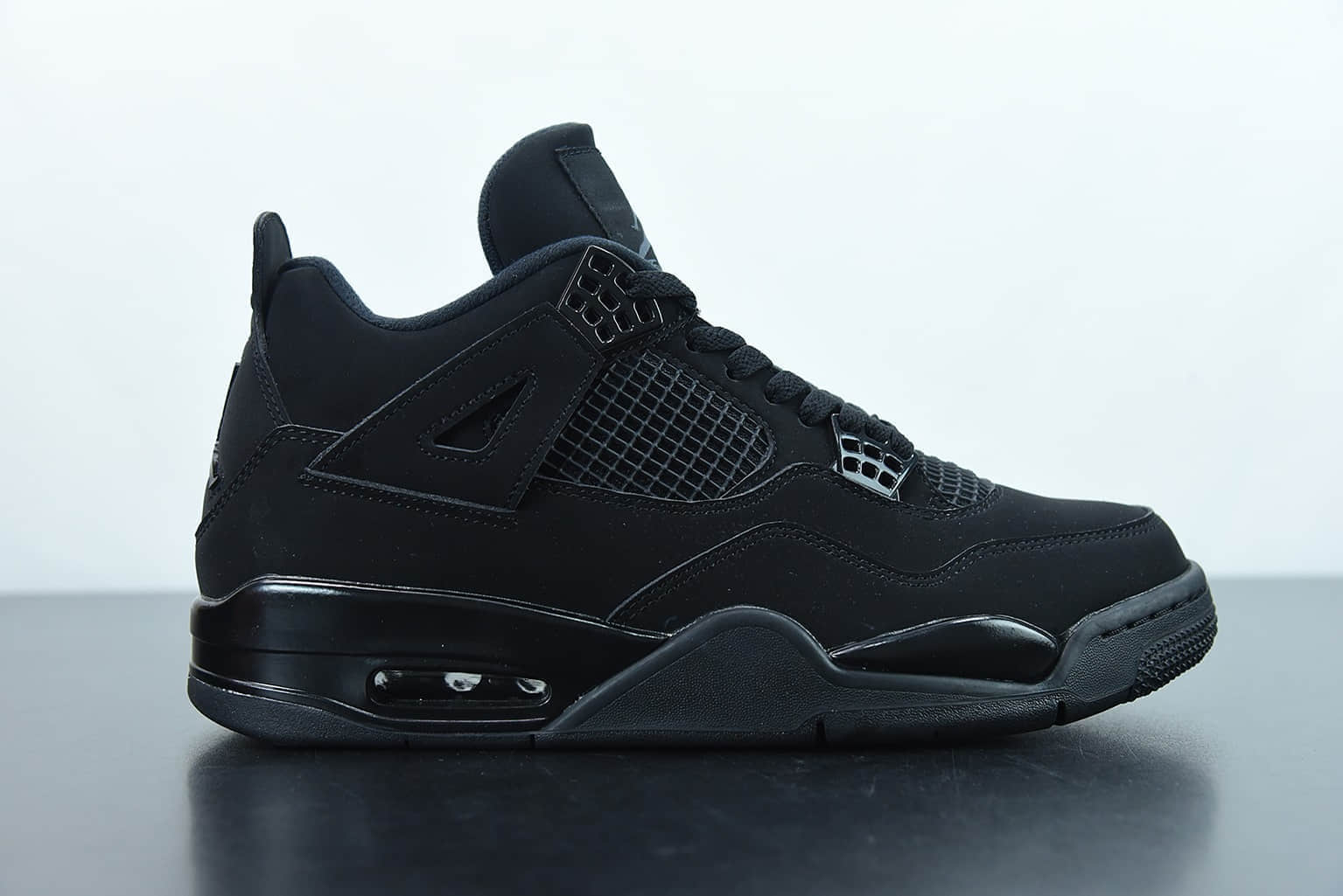 乔丹Air Jordan 4 AJ4 乔4 Black Cat 黑猫麂皮黑武士中帮篮球鞋纯原版本 货号：CU1110-010