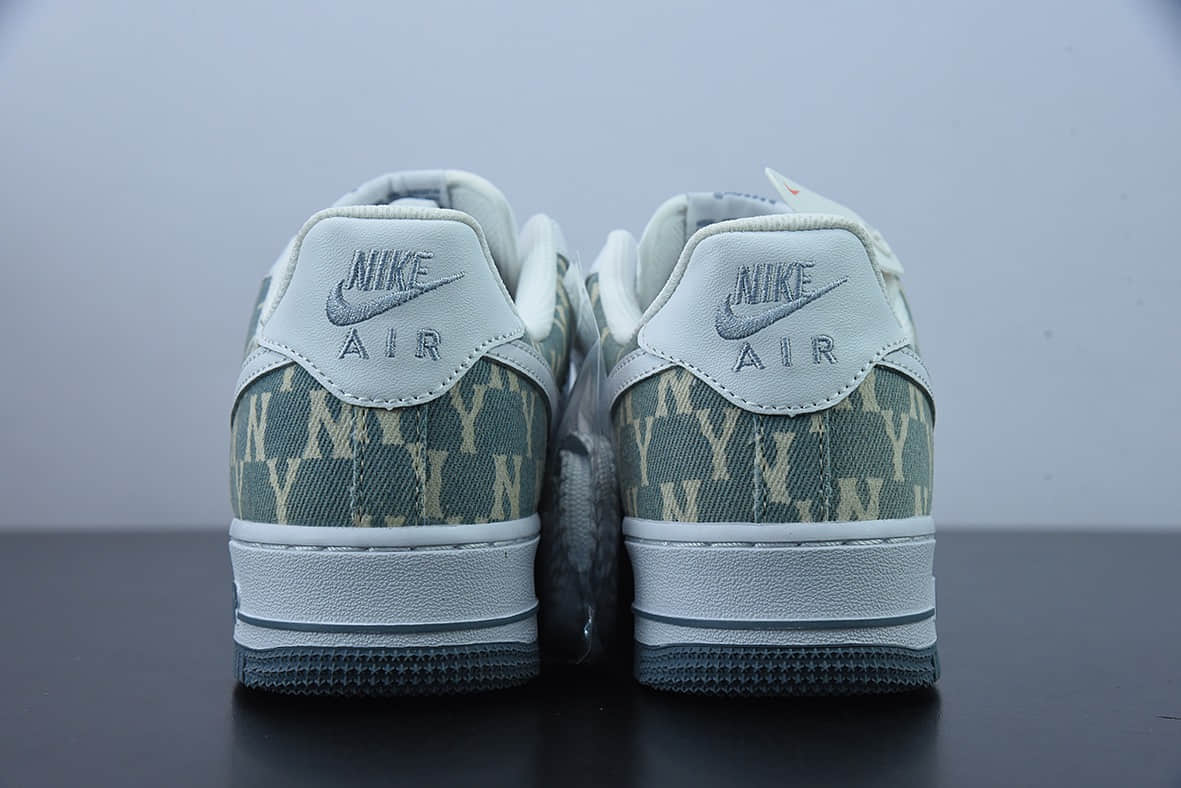 耐克 Nike Air Force 1'07 Low MLB 洋基队联名皮革白浅蓝牛仔NY印花满天星配色低帮休闲板鞋纯原版本 货号:315122-442