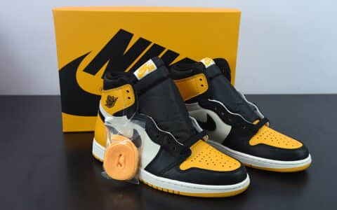 乔丹Air Jordan 1 High OG Yellow Toe 黑黄脚趾高帮篮球鞋纯原版本 货号：555088-711