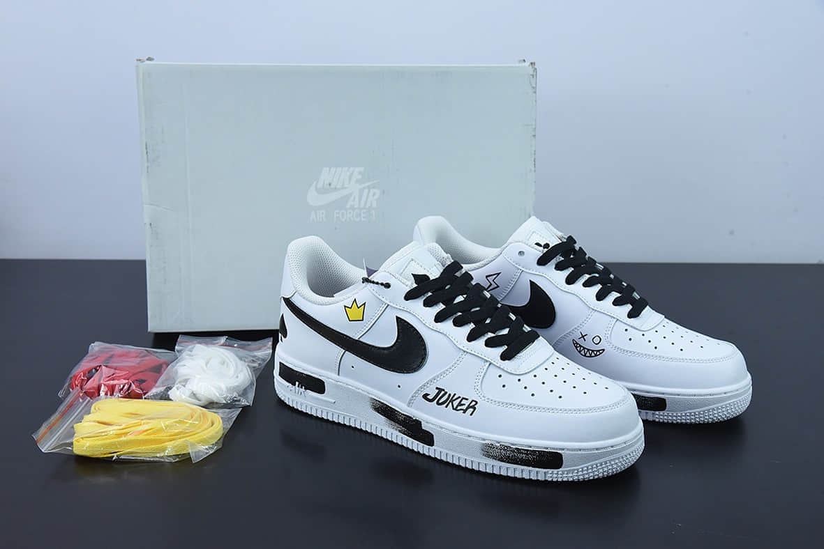 耐克Nike Air Force 1 '07 LowWhiteBlackGraffiti白黑扑克牌涂鸦小权志龙”空军一号低帮休闲板鞋纯原版本 货号:315122-111
