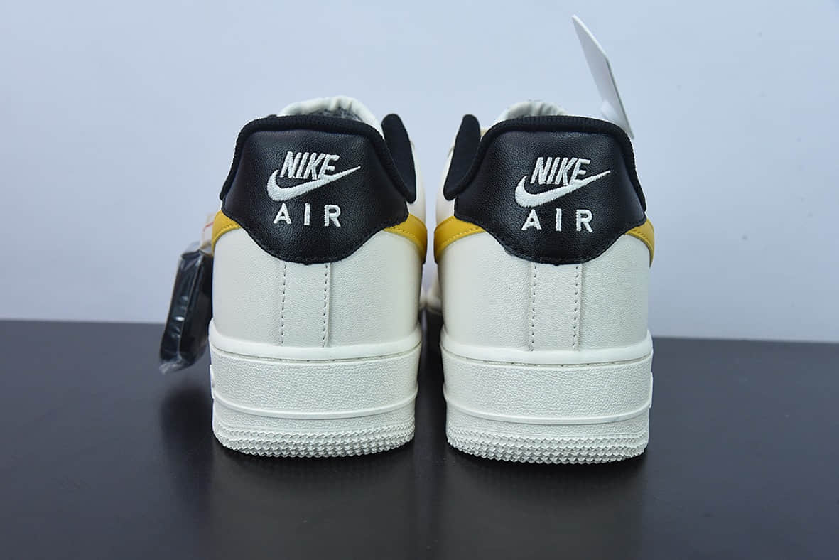 耐克Nike Air Force 1 Low 米白黄拼接米黑金空军一号低帮运动休闲板鞋纯原版本 货号:DD3117-100