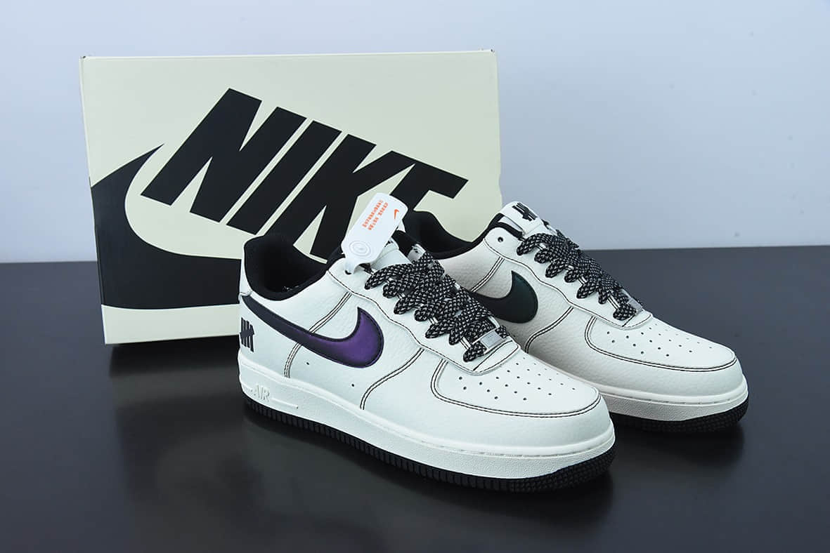 耐克Nike Air Force 1'07 LowMilk WhitePurple皮革米白反光镭射车线空军一号低帮休闲板鞋纯原版本 货号：312588-121