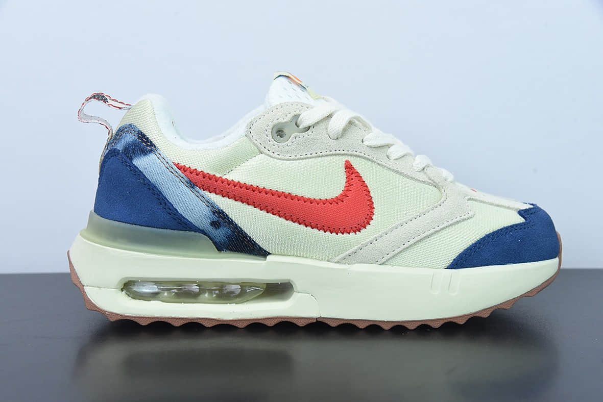 耐克Nike Air Max DawnOff WhiteRedDenim Blue黎明系列米红牛仔蓝低帮气垫鞋纯原版本 货号:DV1487-162
