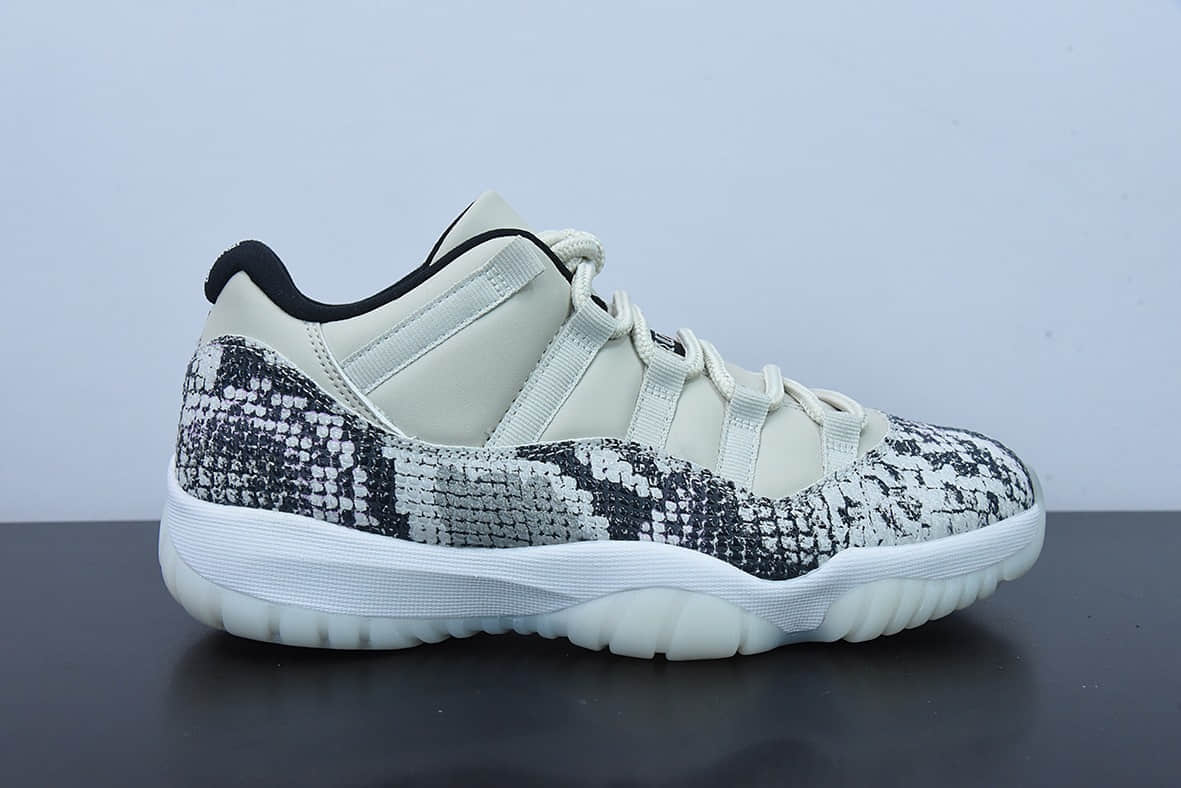 乔丹Air Jordan 11 Retro LowSnakeskin Light BoneAJ11骨白蛇爆裂纹低帮篮球鞋纯原版本 货号：CD6846-002