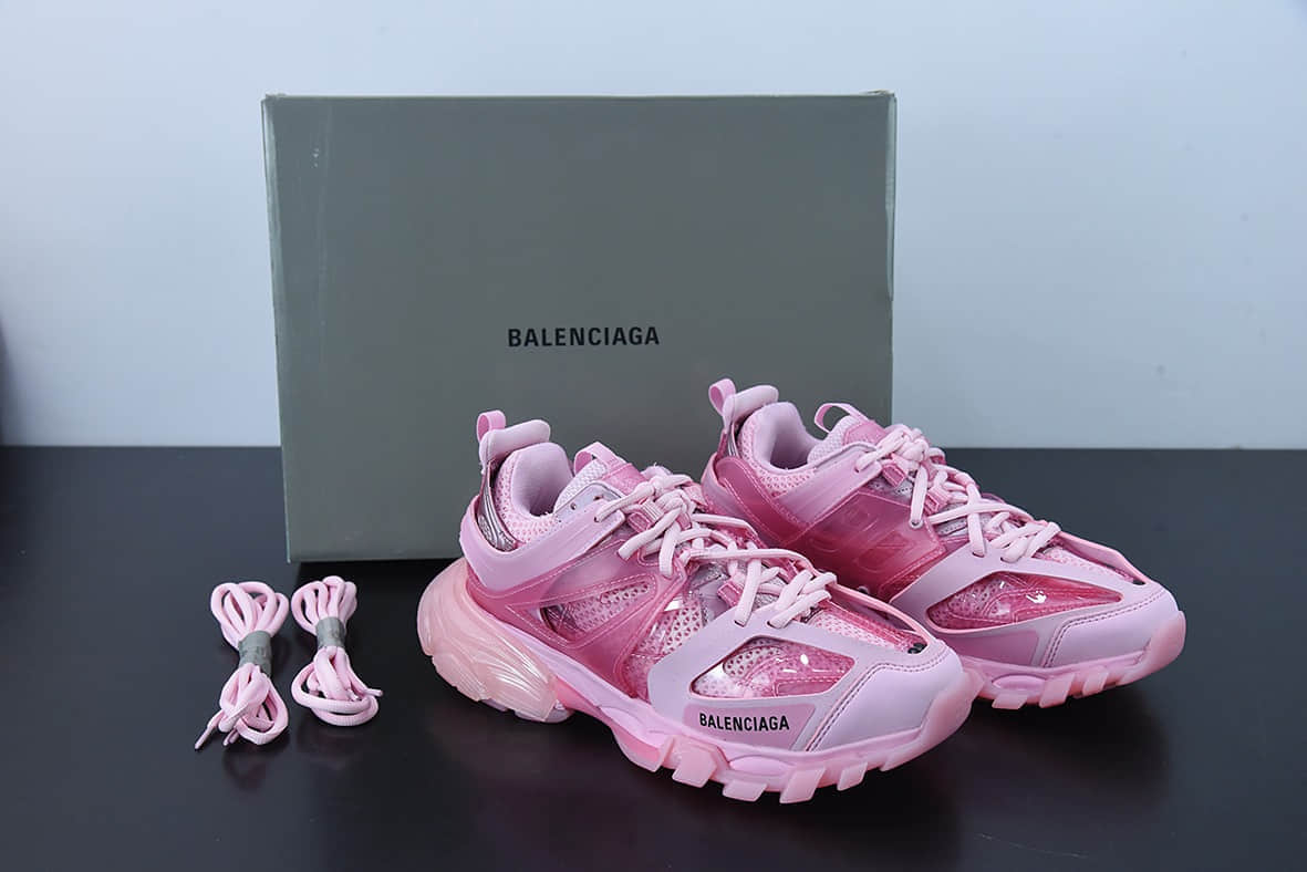 巴黎世家Balenciaga 3.0 巴黎世家粉色透明3.0高帮老爹鞋纯原版本 货号：647741W3BM45000