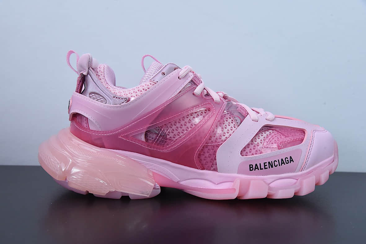 巴黎世家Balenciaga 3.0 巴黎世家粉色透明3.0高帮老爹鞋纯原版本 货号：647741W3BM45000