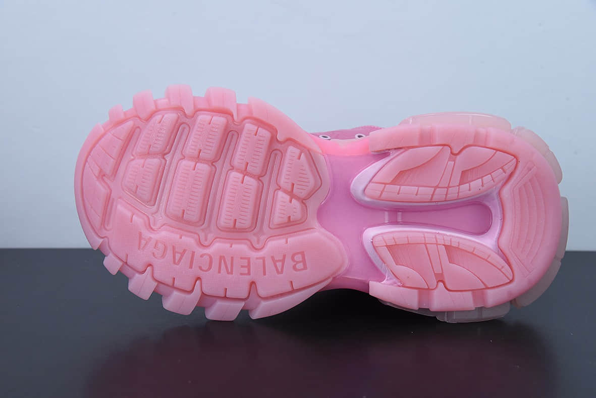 巴黎世家Balenciaga 3.0 巴黎世家粉色透明3.0高帮老爹鞋纯原版本 货号：647741W3BM45000