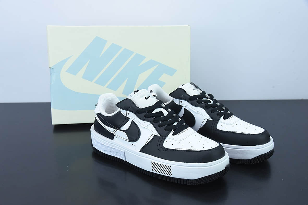 耐克Nike Wmns Air Force 1 FontankaBlackWhiteGrey皮革黑白深灰空军一号丰塔卡系列低帮休闲板鞋纯原版本 货号：CW6688-611