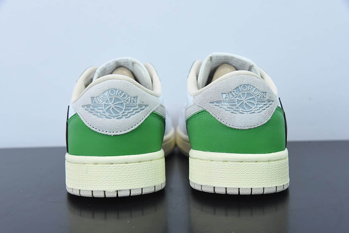 乔丹Air Jordan Travis Scott x Fragment x Air Jordan 1 Low“Military Blue 藤原浩三方联名白绿倒钩低帮休闲板鞋纯原版本 货号：DM7866-716