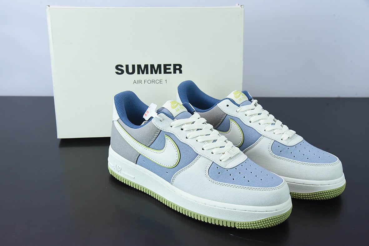 耐克Nike Air Force 1 '07 蓝绿布面空军一号低帮休闲板鞋纯原版本 货号:DG2296-025