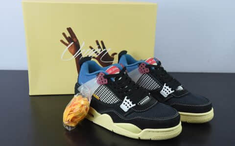 乔丹Air Jordan Union x Air Jordan 4 AJ4 UN联名骑士南海岸黑蓝篮球鞋纯原版本 货号：DC9533-001