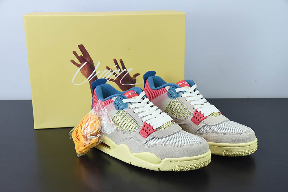 乔丹Air Jordan Union X Air Jordan 4Guava IceAJ4南海岸粉蓝UN联名款文化篮球鞋纯原版本 货号：DC9533-800