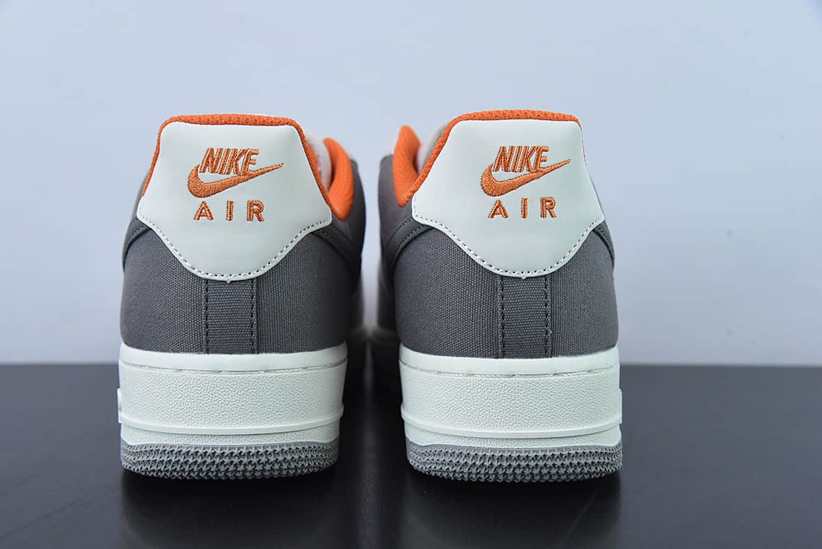 耐克Nike Air Force 1’07 Low QSGreyDark GreyOrange帆布浅灰深灰橙空军一号经典低帮百搭休闲运动板鞋纯原版本 货号:DG2296-016