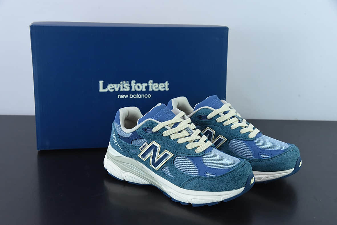 新百伦Levi's x New Balance NB990V3 李维斯联名蓝牛仔第三代总统复古慢跑鞋纯原版本 货号:M990LI3