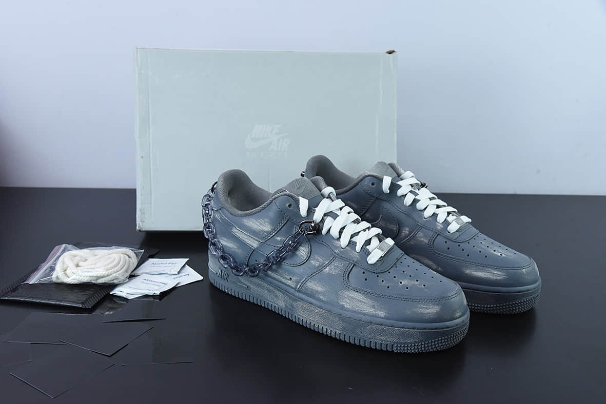 耐克Nike Air Force 1 Low 浸染酒精刮刮乐灰黑链条空军一号低帮休闲板鞋纯原版本 货号:CW2288-111