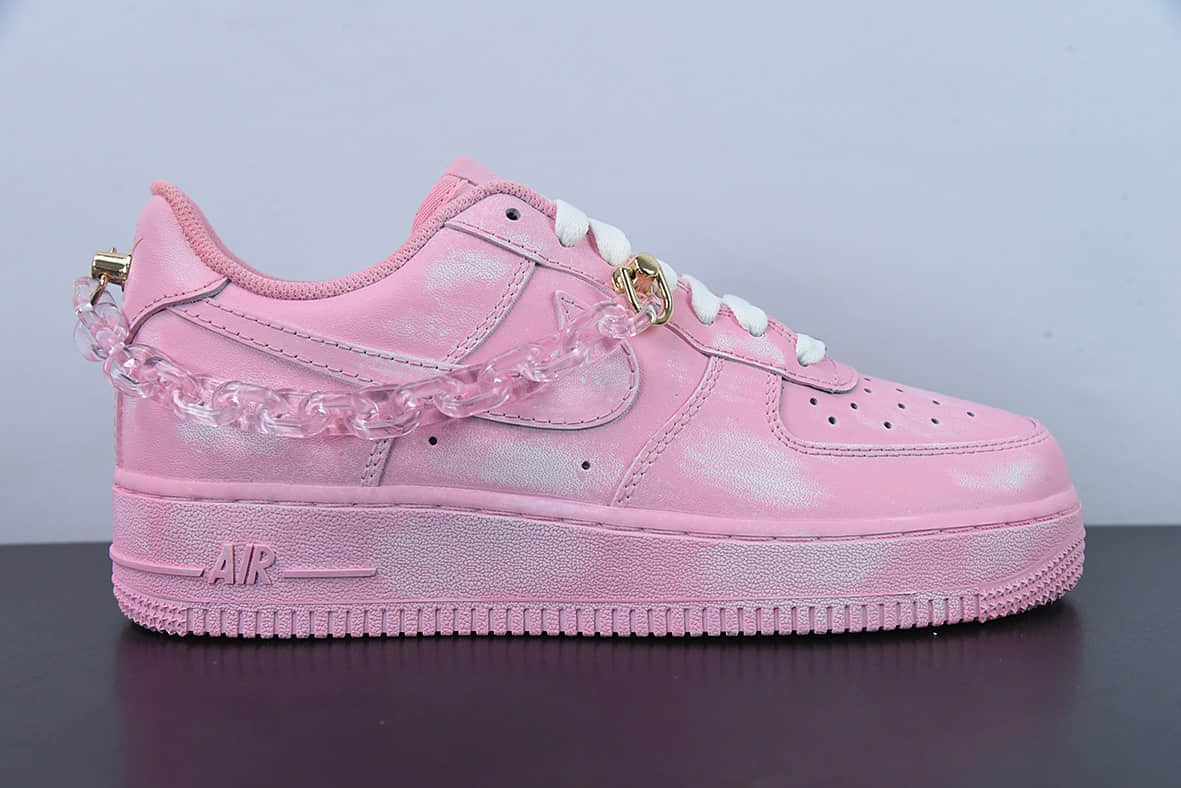 耐克Nike Air Force 1 Low 07 浸染酒精粉色水晶链条刮刮乐空军一号低帮休闲板鞋纯原版本 货号：DD8959-100