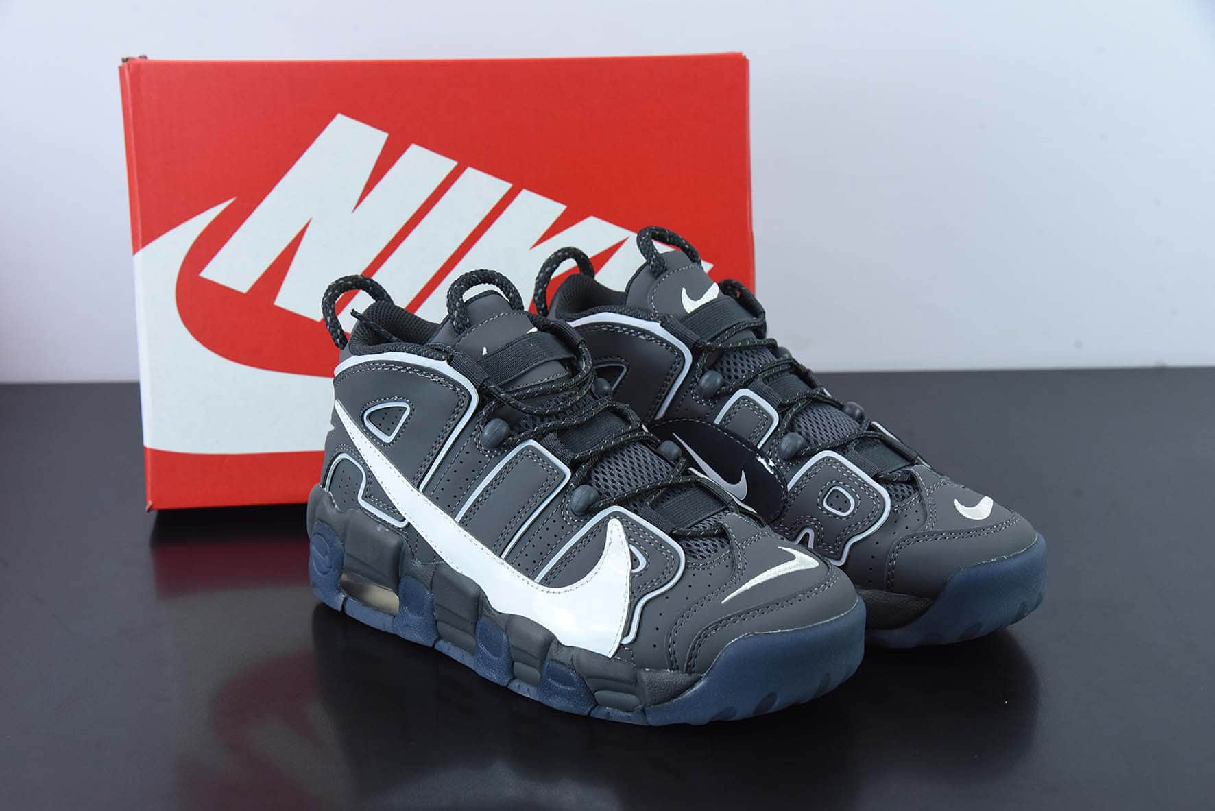 耐克Nike Air More Uptempo‘96“CopyPaste”(GS)皮蓬初代大AIR磨砂黑白蓝色篮球鞋纯原版本 货号:DQ5014-068