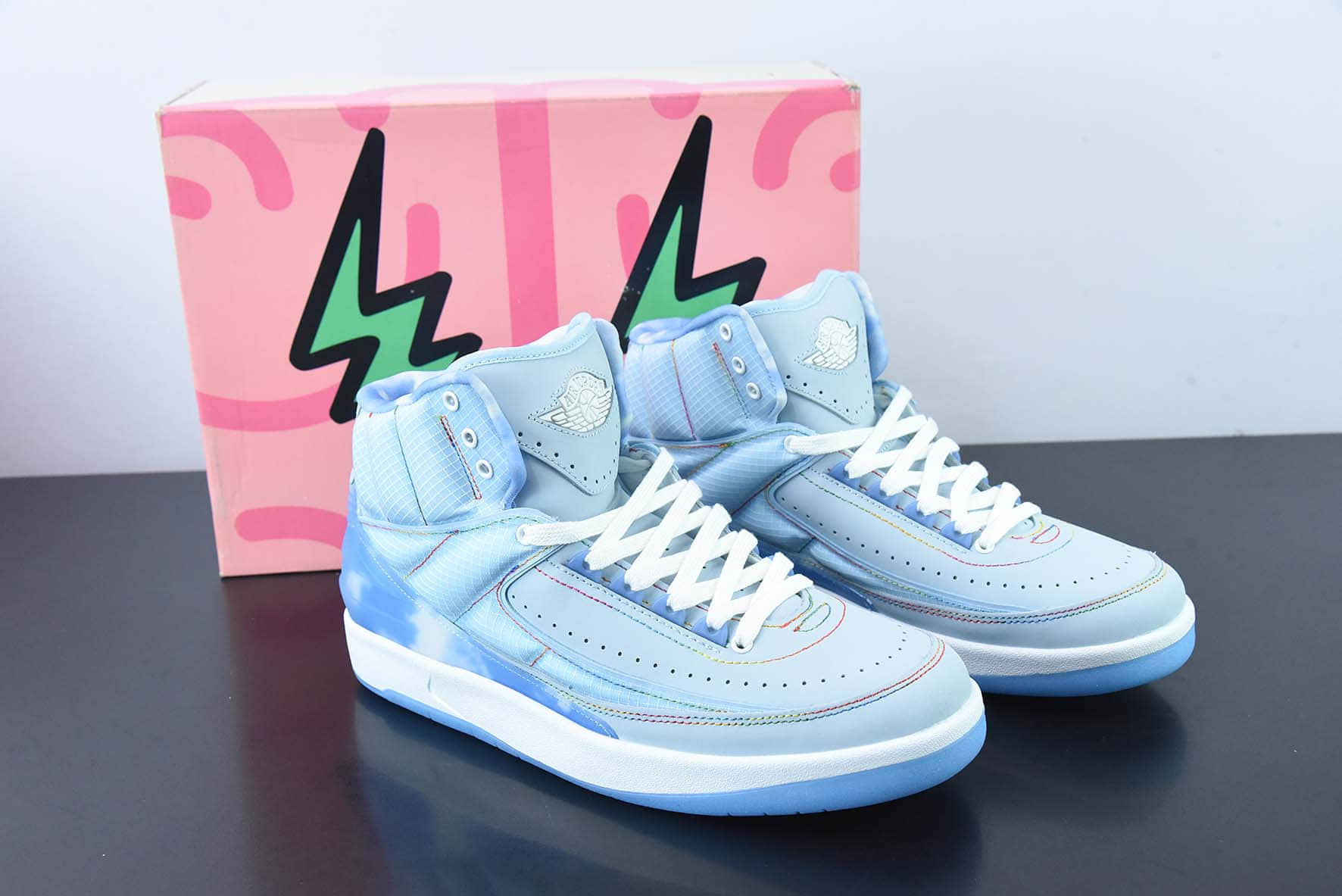 乔丹Air Jordan Balvin x Air Jordan AJ2 Retro High SP联名蓝色笑脸灯光高帮板鞋纯原版本 货号：DQ7691-419