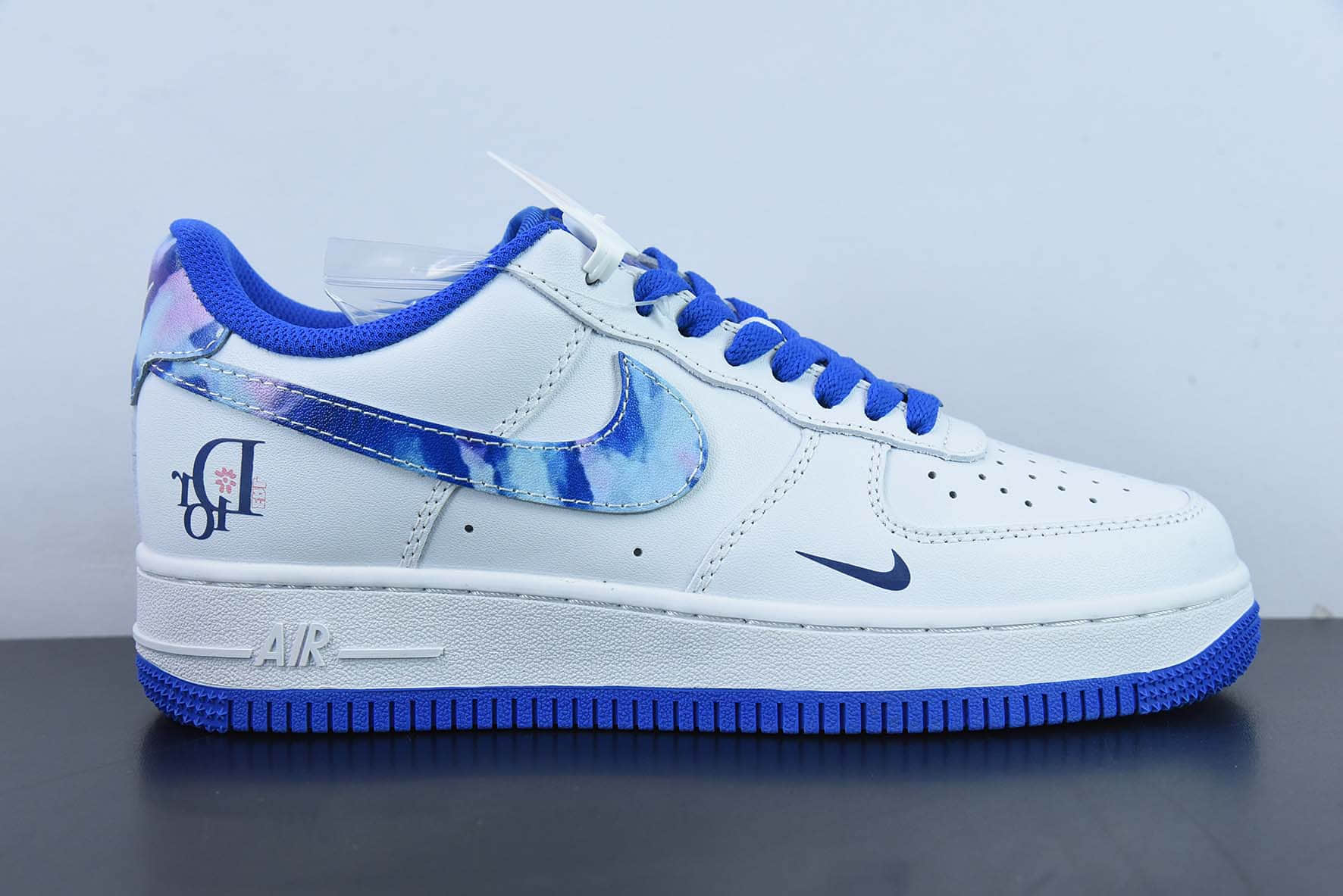 耐克Nike Dior x Nike Air Force 1 07 LV8Dior迪奥联名款白蓝扎染钩子空军一号低帮休闲板鞋纯原版本 货号:DC8873-111