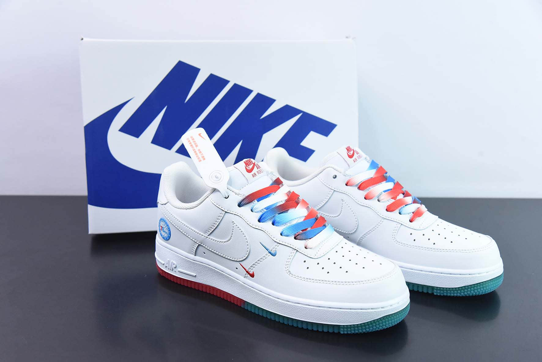 耐克Nike Air Force 1’07 Low 白天蓝红迷你双钩子空军一号低帮休闲板鞋纯原版本 货号:AI5958-300