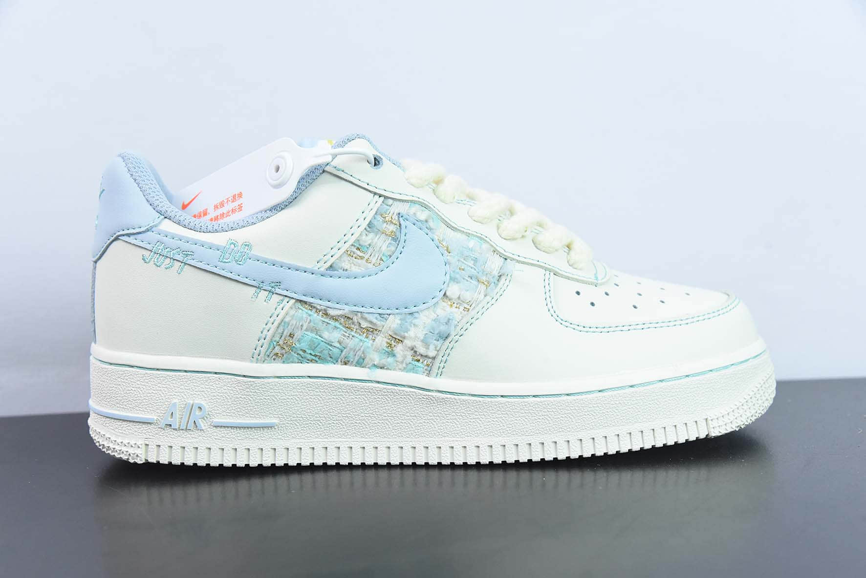 耐克Nike Air Force 1 AF1 米白蓝小香风空军一号低帮休闲板鞋纯原版本 货号:FJ7740-015