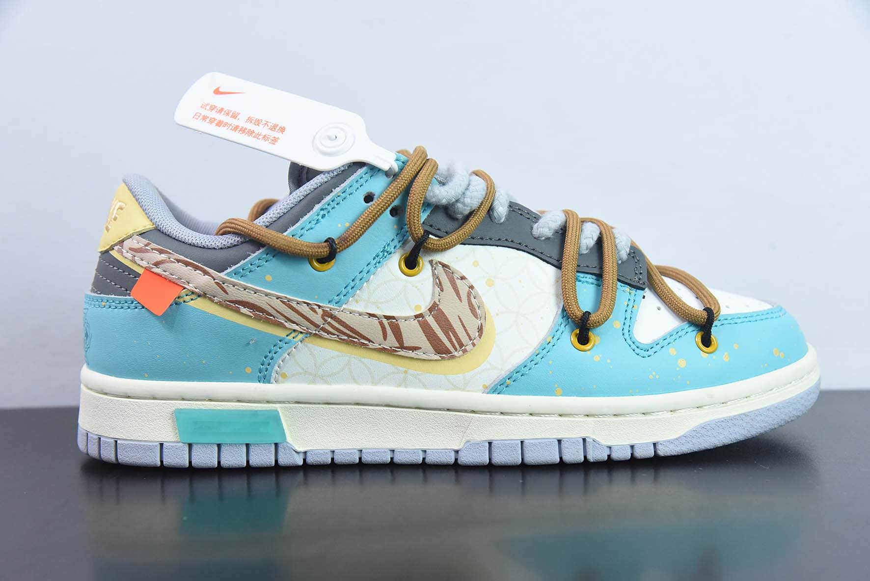 耐克Nike SB Dunk Low 灰蓝泼墨涂鸦定制绑带扣篮系列复古低帮休闲运动滑板板鞋纯原版本 货号:DD1503-105