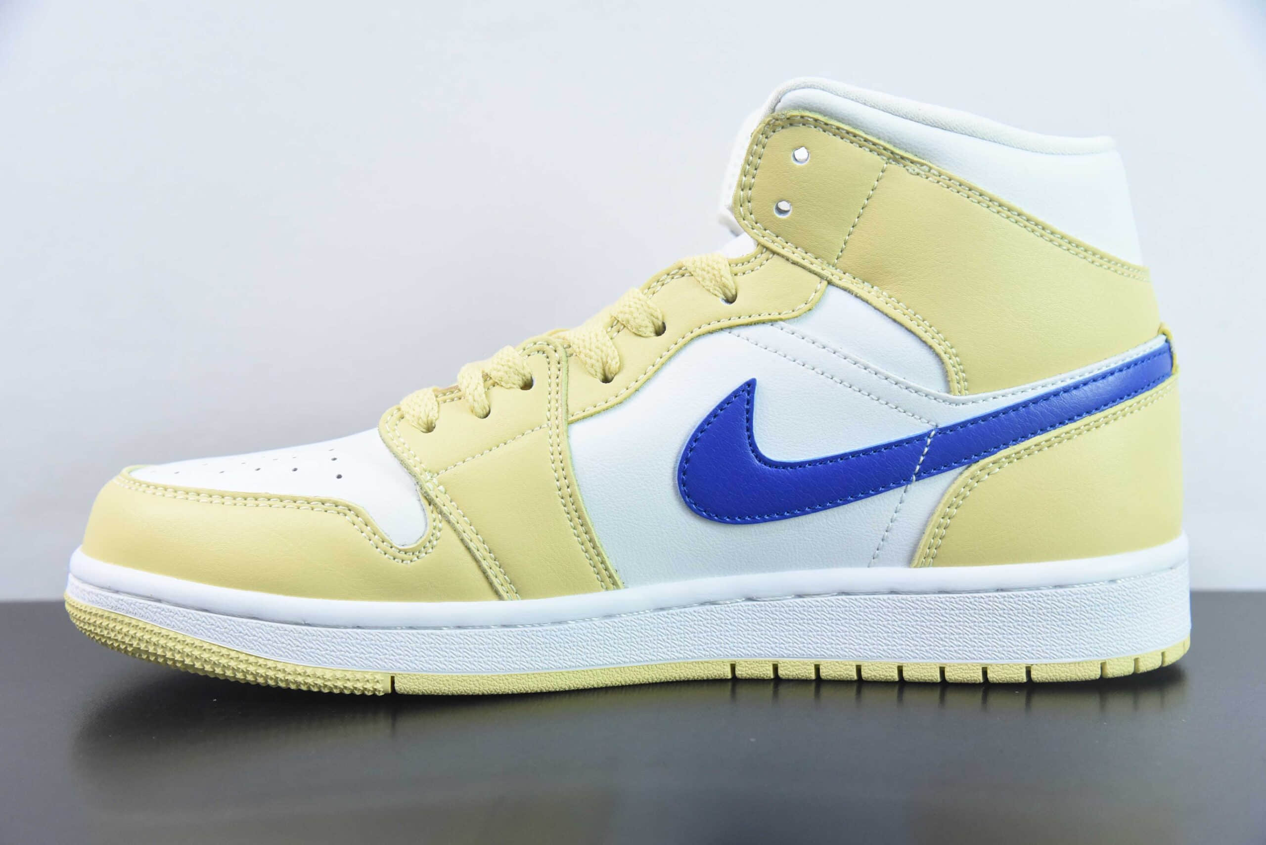 乔丹Air Jordan 1 Mid AJ1黄白蓝中帮运动篮球鞋纯原版本 货号：BQ6472-701