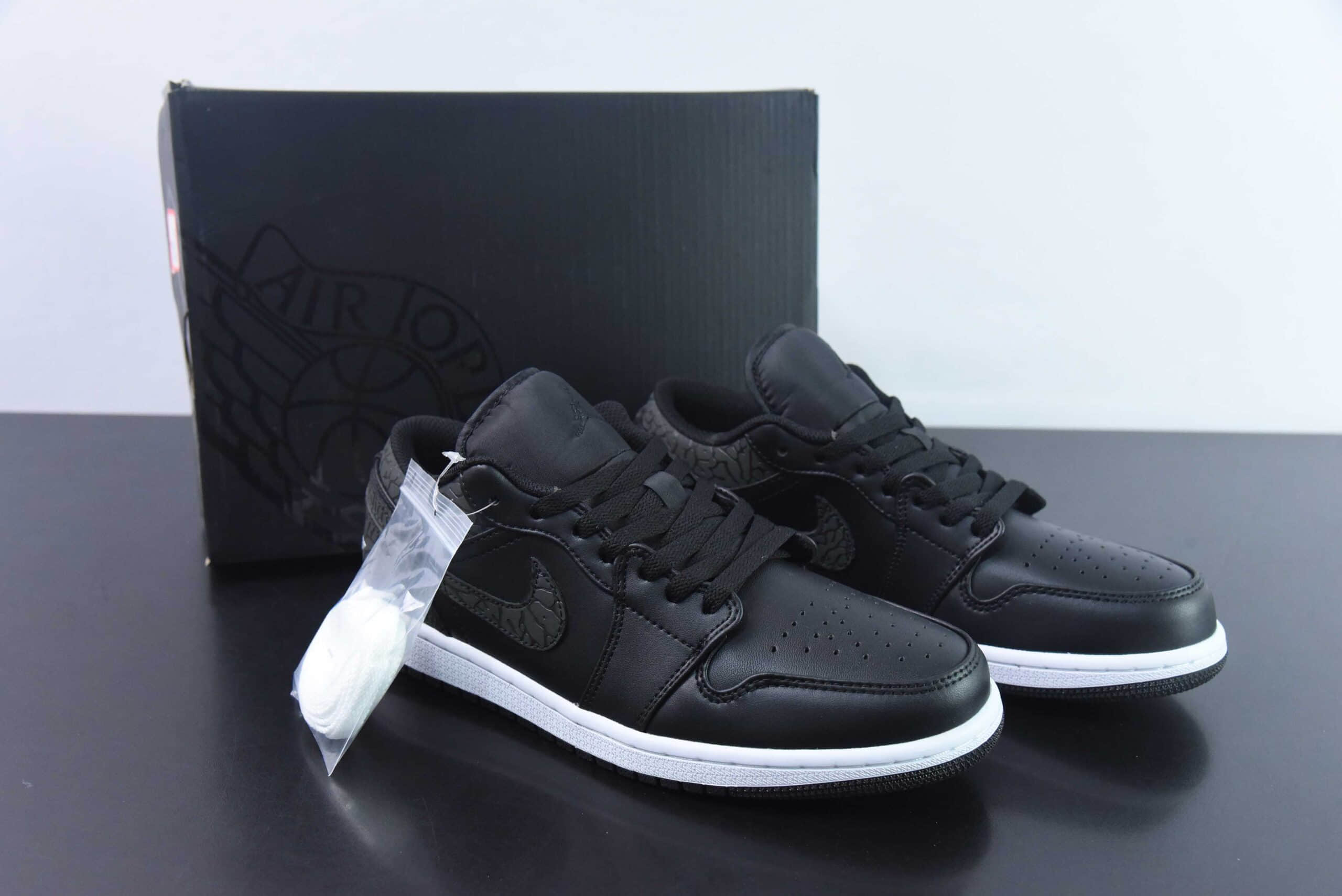乔丹Air Jordan 1 Low “Black Elephant”AJ1爆裂纹黑武士低帮复古文化篮球鞋纯原版本 货号:FB9907-001