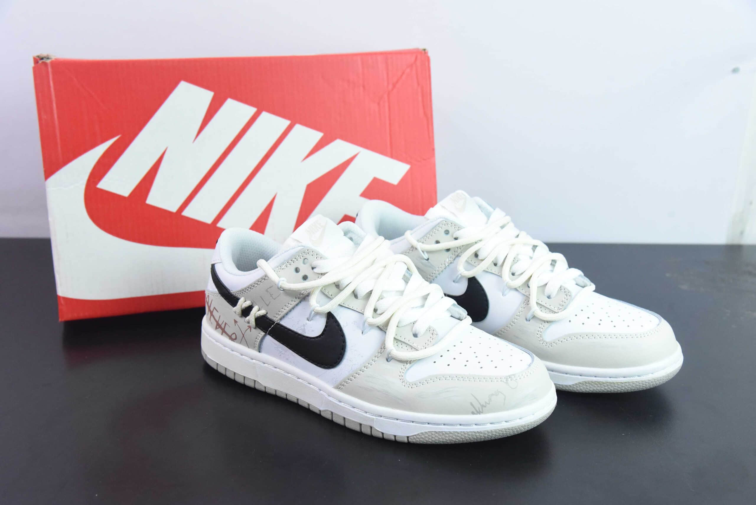 耐克Nike Dunk Low 白灰黑定制版解构绑带休闲板鞋纯原版本 货号：DV0831-101