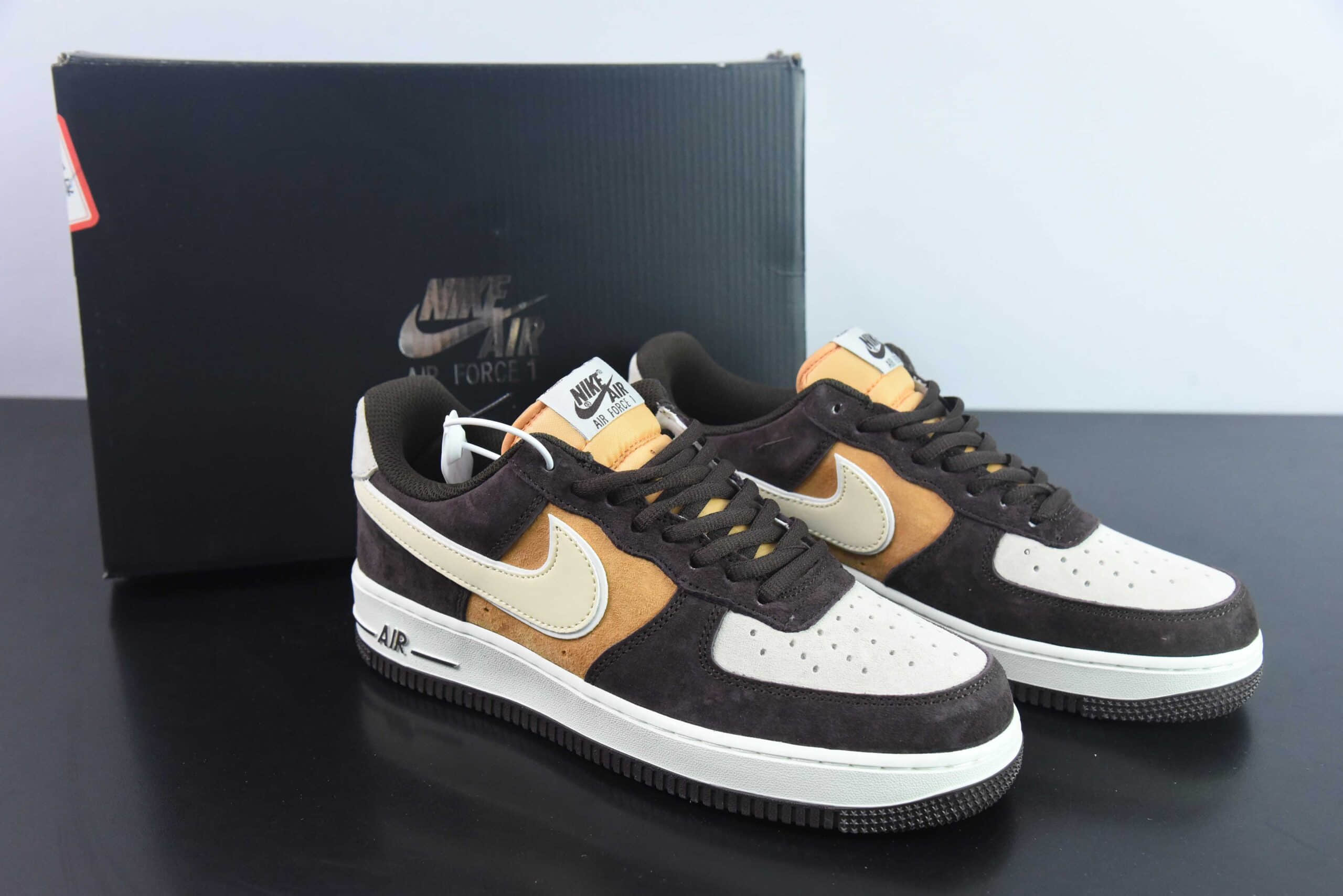 耐克Nike Air Force 1 麂皮米黄棕空军一号低帮休闲运动板鞋纯原版本 货号:NT9986-008