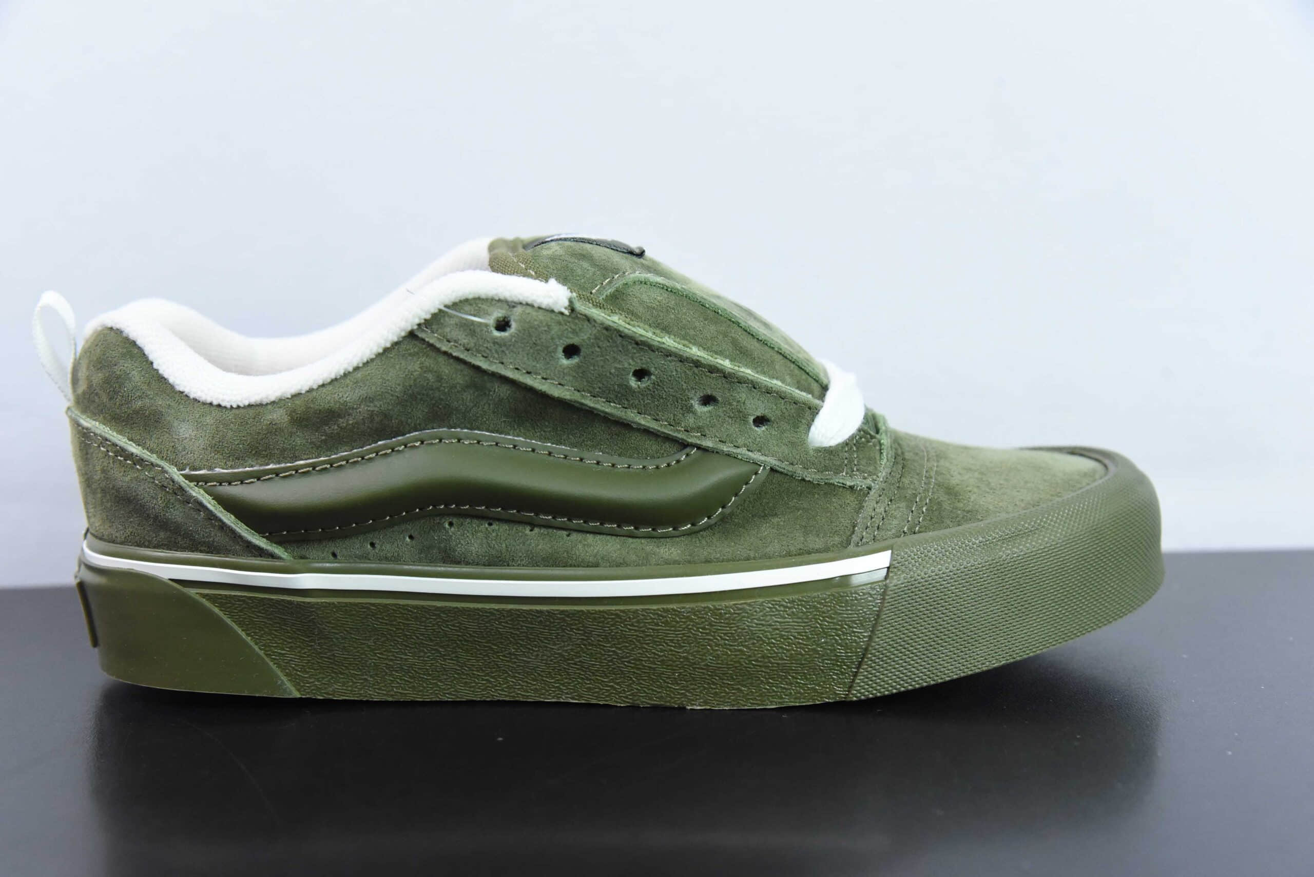 万斯Vans Classics Knu Skool 官方新款绿色厚鞋舌面包鞋纯原版本 货号:VN000CRPOLV