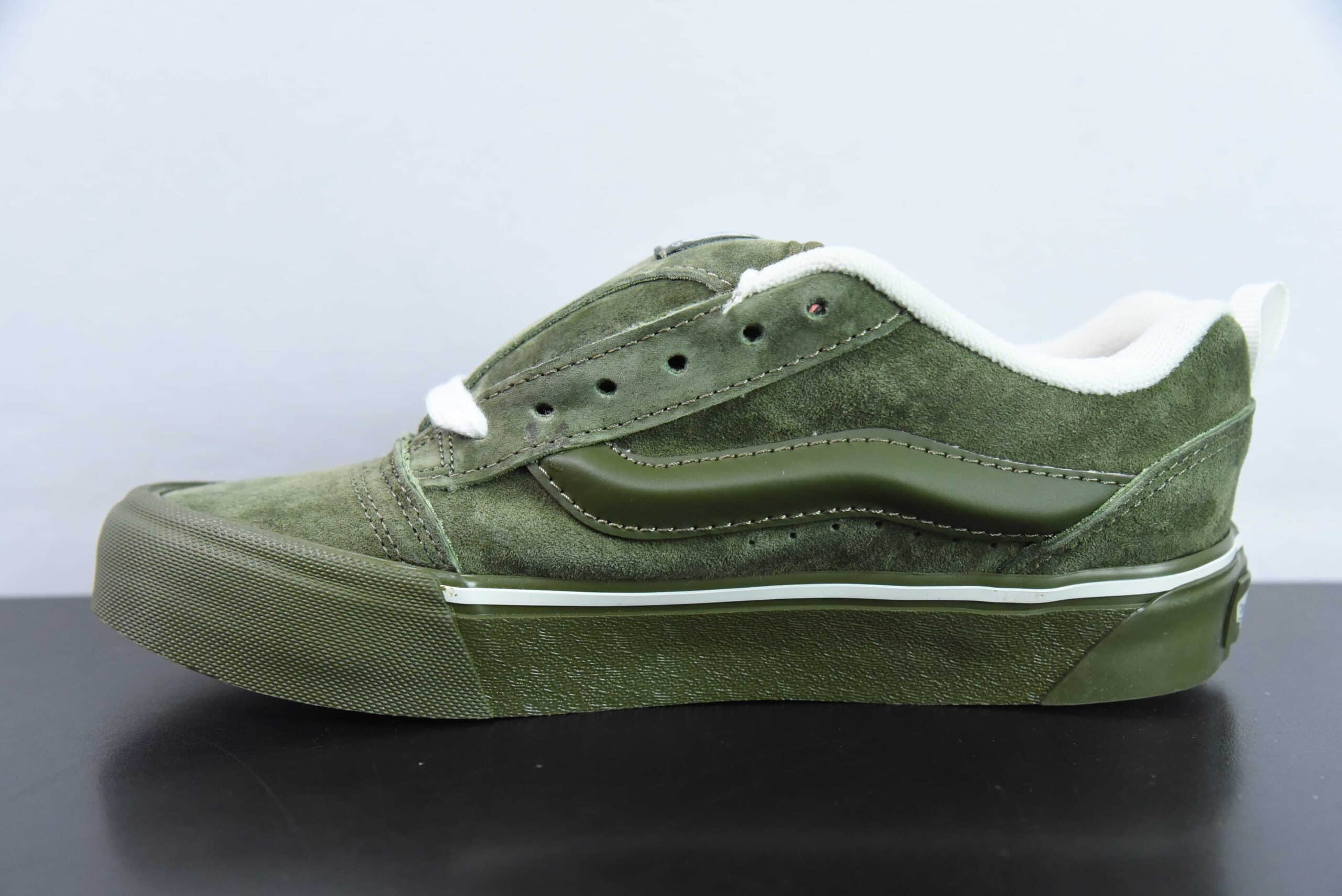 万斯Vans Classics Knu Skool 官方新款绿色厚鞋舌面包鞋纯原版本 货号:VN000CRPOLV