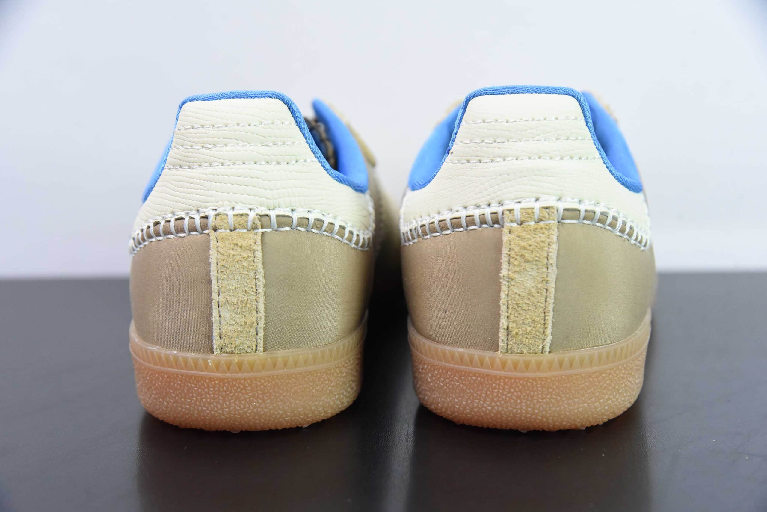 阿迪达斯Adidas Originals GAZELLE INDOOR x Wales Bonner 联名奶茶黄奶白蓝生胶底复古低帮休闲运动慢跑鞋纯原版本 货号:IH3261