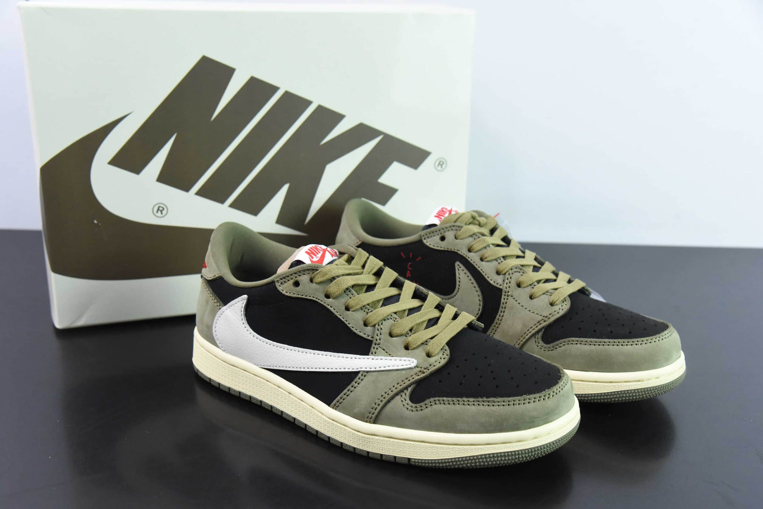乔丹Travis Scott x Air Jordan AJ1 Low OG SP TS联名军绿倒钩7.0低帮文化篮球鞋纯原版本 货号:DM7866-002